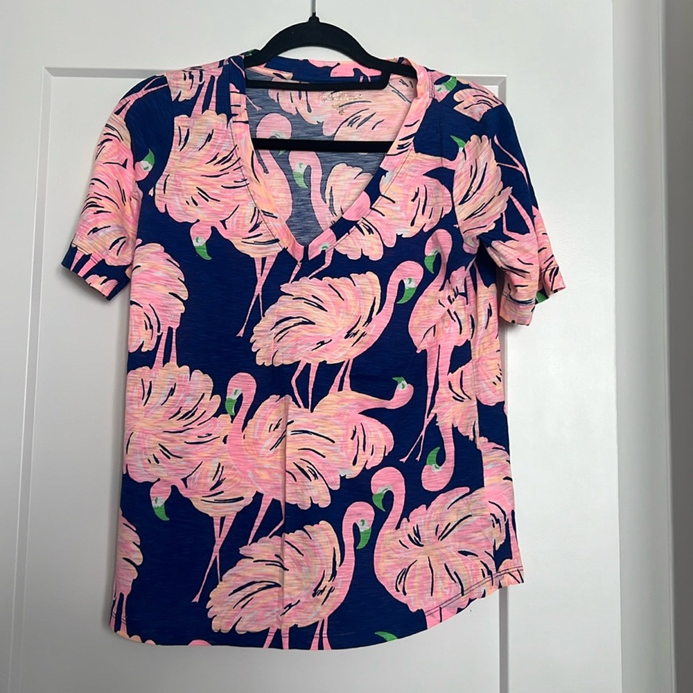 Lilly Pulitzer flamingo print Etta tee small